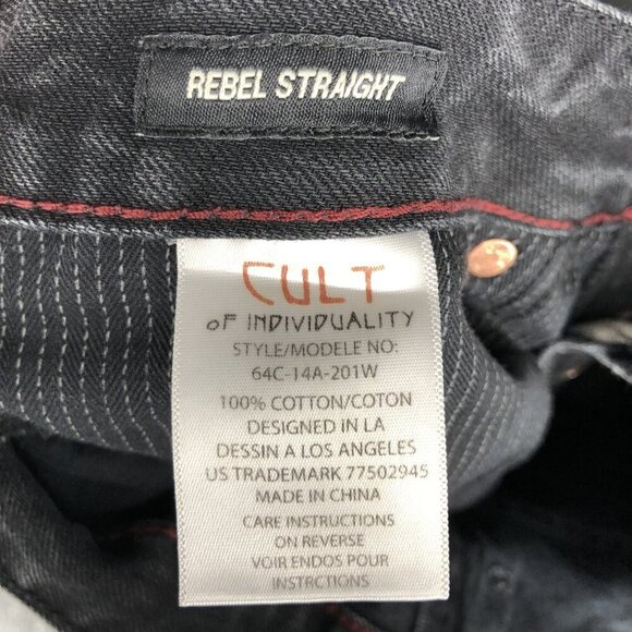 Cult Of Individuality Men's Rebel Straight Jeans Size 32 Black Denim 100% Cotton - Picture 7 of 11